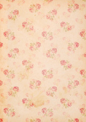 stained vintage paper background with roses