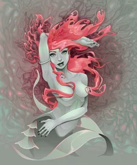 Tuinposter Portrait of a mermaid © ddraw