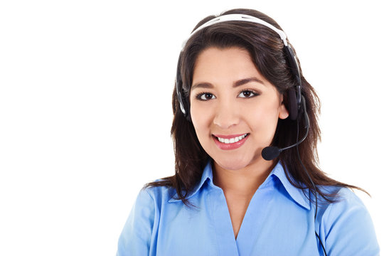 Female call center operator