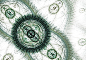 Mechanical background, green steampunk abstract on white