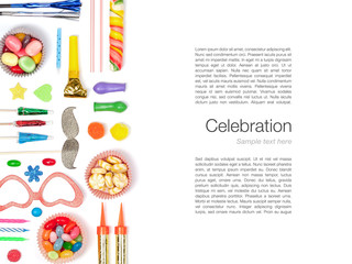 party and celebration elements on white background