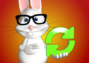 Hase Recycle Recycling Reload 3D weiß zeigen Comic