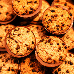 ..Chocolate chips cookies, close up. Chocolate chip cookies shot