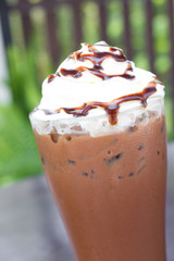 Iced cocoa and whipped cream.