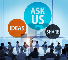 Ask us Customer Service Guidance Ideas Share Concept