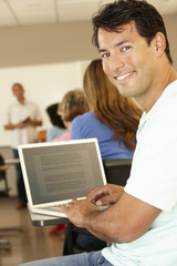 Mature student in class