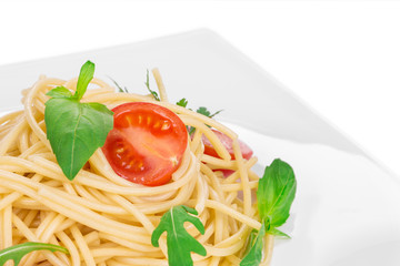 Tasty italian pasta with seafood.