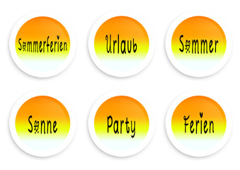 Sommerferien Buttons / Urlaub Sommer