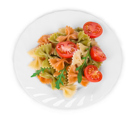 Pasta penne rigate with tomato.