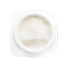 Skincare cream in container isolated on background