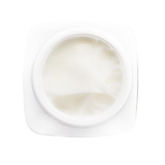 Skincare cream in container isolated on background