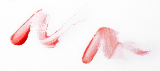 Red lip gross brush stroke on white background