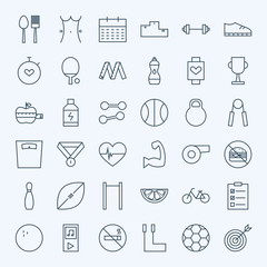 Line Sport and Healthy Lifestyle Icons Set