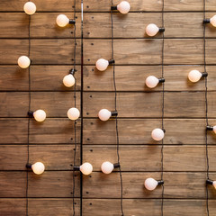 Wood wall with edison light bulb