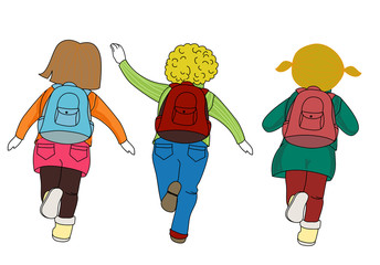 Three student back to school