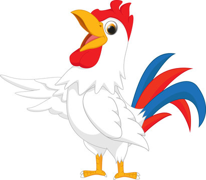 happy rooster cartoon waving