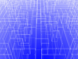 Fototapeta premium endless maze 3d illustration,wire frame 