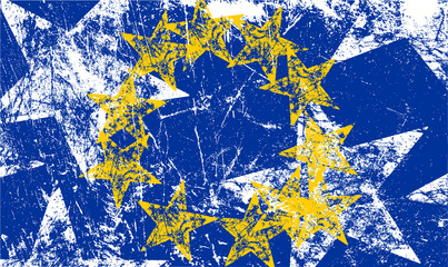 Grunge European flag. Artwork vector illustration.