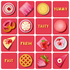 illustration of dessert and baked goods