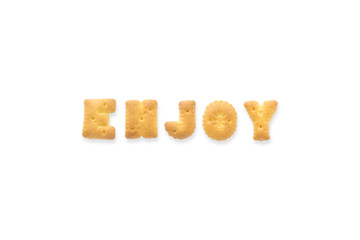 The Letter Word ENJOY. Alphabet  Cookie Cracker