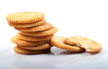 crackers on white background