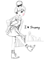 Sketch fashion girl