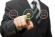 business man choose smile icon and not the sad one
