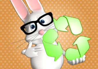 Hase recycle recycling Symbol 3D weiß zeigen Comic