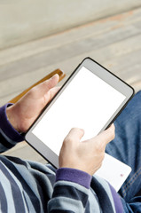 tablet in hand