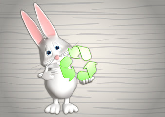 Hase recycle recycling Symbol 3D weiß zeigen Comic