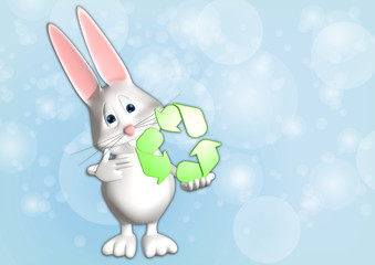 Hase recycle recycling Symbol 3D weiß zeigen Comic