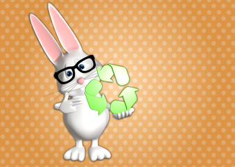 Hase recycle recycling Symbol 3D weiß zeigen Comic