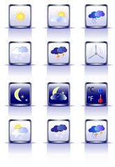 Set of weather square icons on a white background 