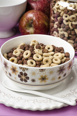 Breakfast with muesli and fruit