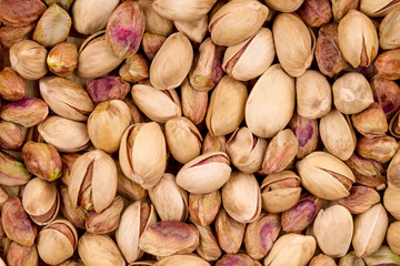 Close up of fresh pistachios. 