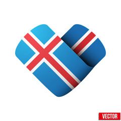 Obraz premium Flag icon in the form of heart. I love Iceland.