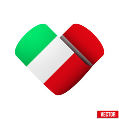 Flag icon in the form of heart. I love Italy.