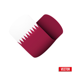 Flag icon in the form of heart. I love Qatar.
