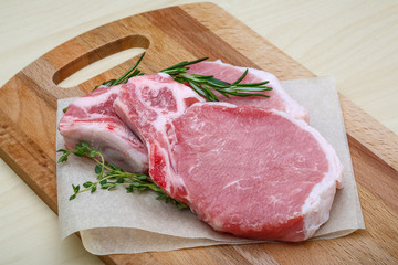 Raw pork steak