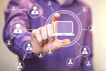 Business button web media connection communication computer