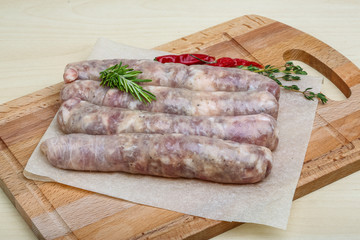 Handmade sausages for grill