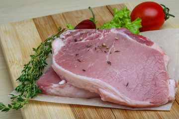 Raw pork steak