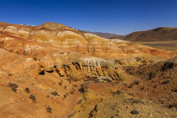 Amazing landscape of the desert at the foot of the mountains