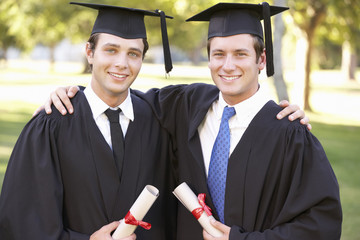Two Male Students Attending Graduation Ceremony