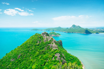 Fototapeta premium Sea view on peaks mountain , Khao Lom Muak at Prachuap Khiri Khan province Thailand