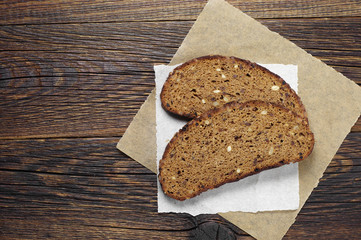 Slices of bread with dried fruit and seed