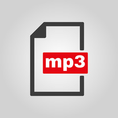 The mp3 icon. File audio format symbol. Flat