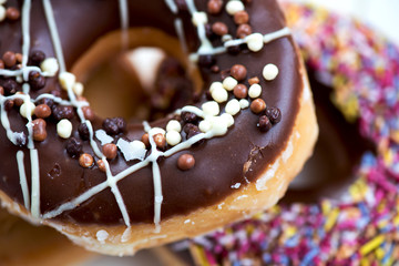 Close up of Glazed Doughnut with chocolate