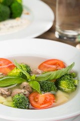 Appetizer, bowl, broth.