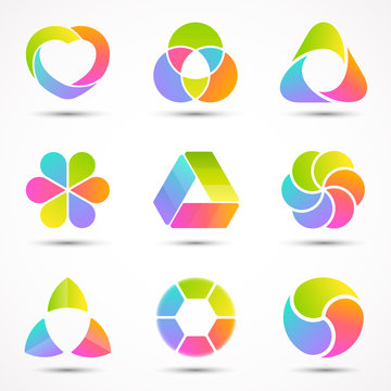Logo templates set. Modern vector abstract circle creative sign